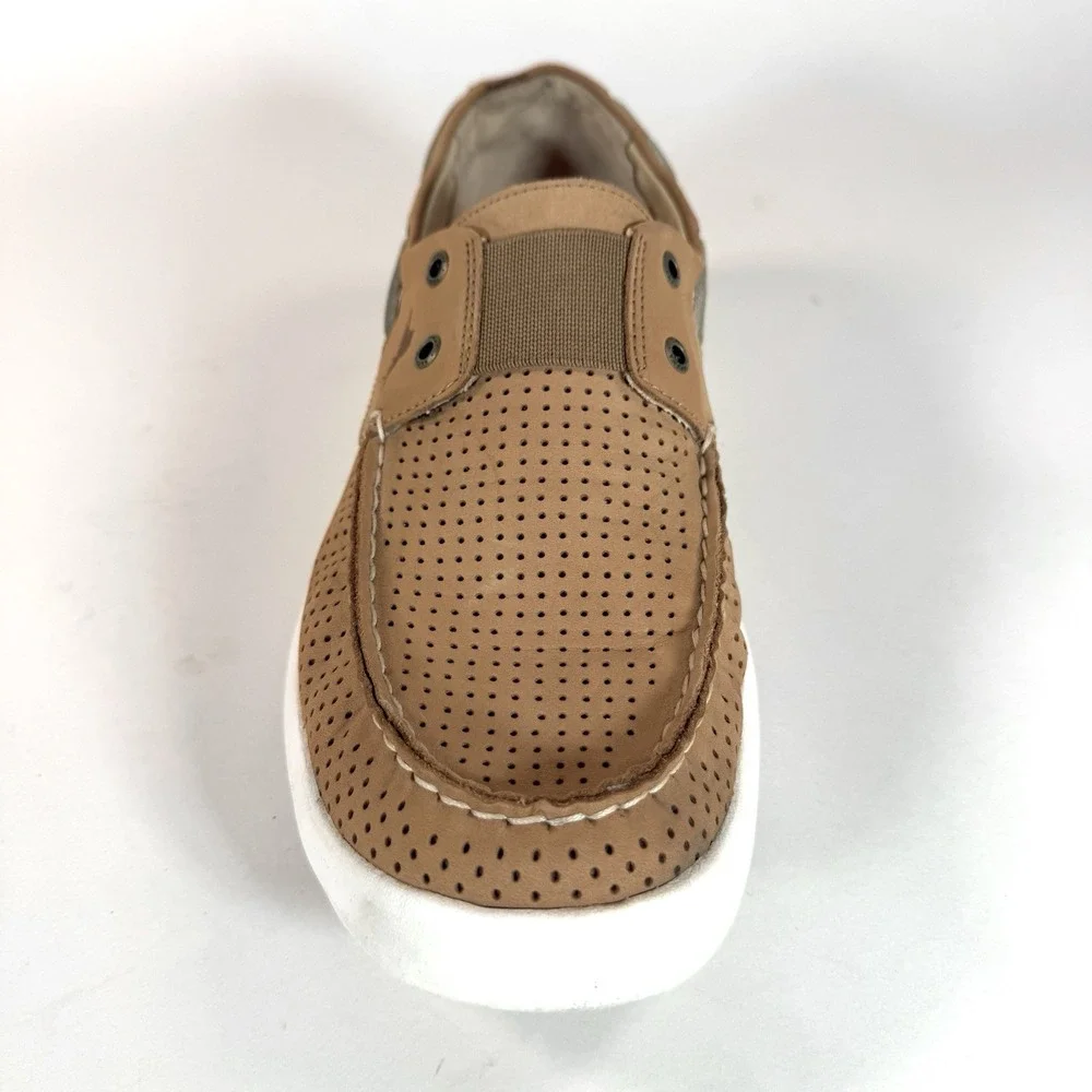 Tommy Bahama Aeonian Perf Boat Shoes Mens‎ 10 Tan Leather Slip On Casual